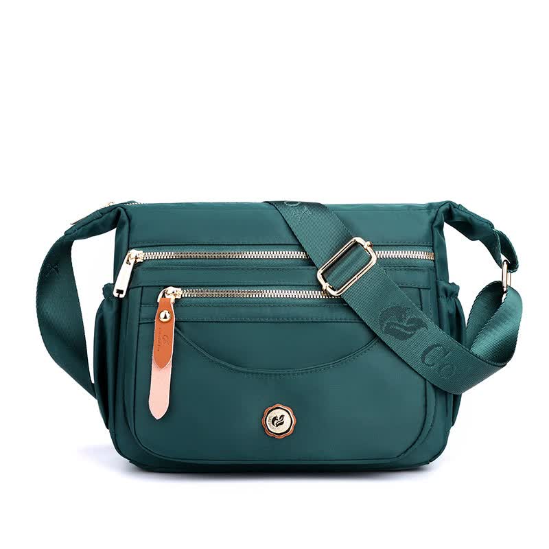 V888-ELOSUNG15680-214966-00 Dark Green Nylon Crossbody Bag with Multiple Compartments - Compact and Stylish Design - Image 1