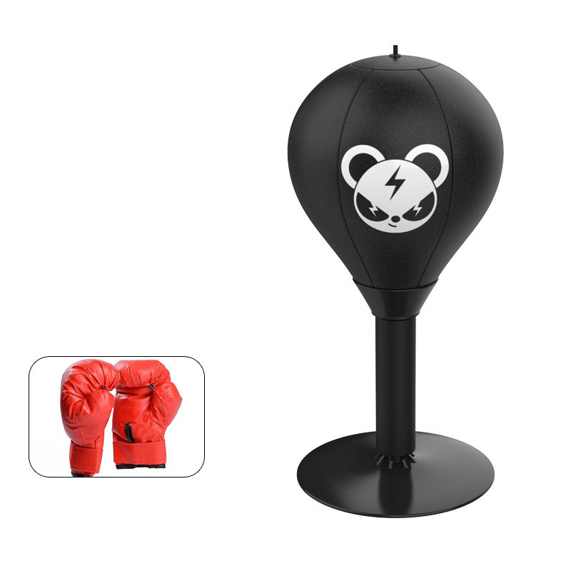 V888-ELOSUNG15725-215729-00 Adjustable Desktop Punching Speed Ball - Durable PU Leather, Stable Base (Bear pattern and Kids Boxing Gloves) - Image 1