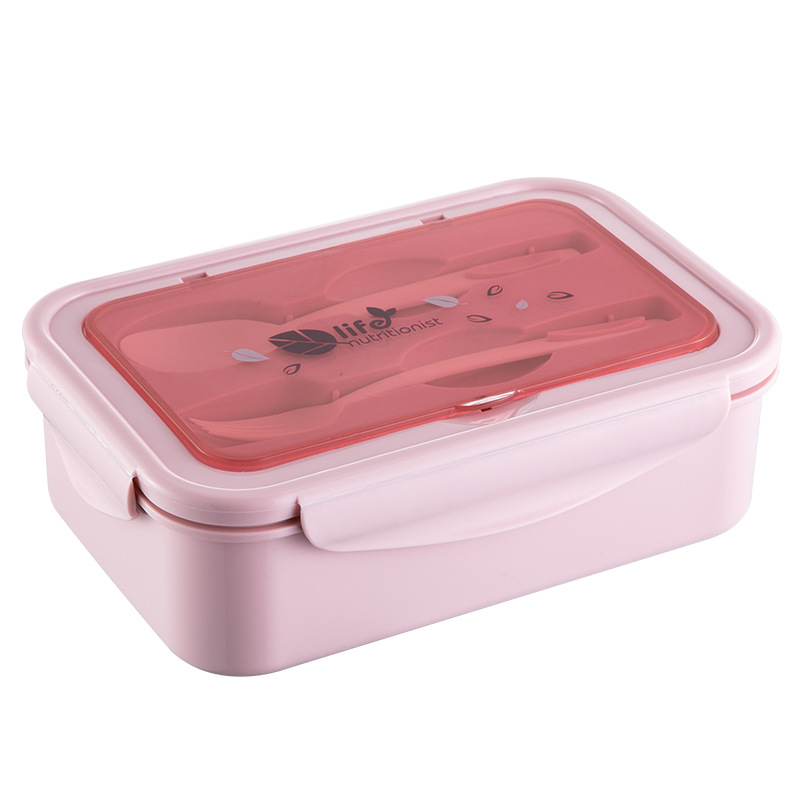V888-ELOSUNG15872-216163-00 2 PCS Pink Multipurpose Lunch Box with Spoon and Fork - Image 1