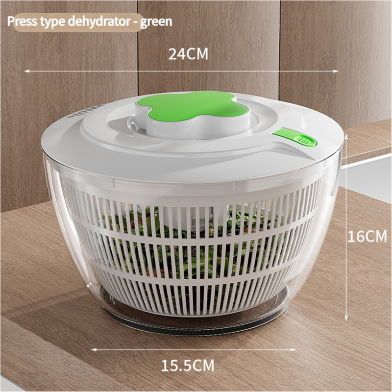 V888-ELOSUNG15914-216505-00 Green Manual Salad Spinner with Pressurized System - Efficient & Quick Vegetables Drying, Multiple Color Options - Image 1