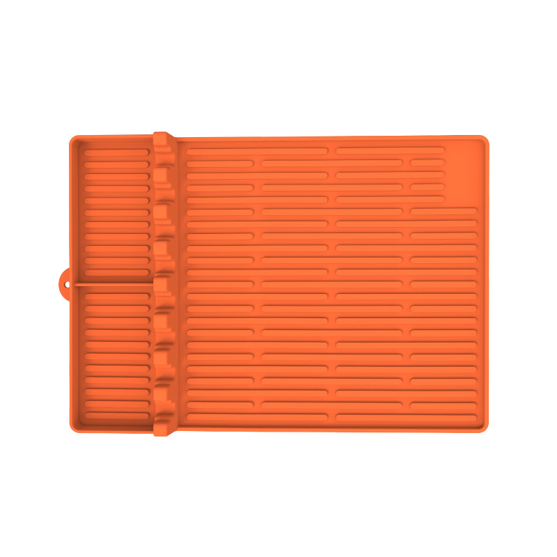 V888-ELOSUNG15991-218431-00 Orange Silicone BBQ Grilling Mat - Heat Resistant Side Rack Protector for Grills and Baking Trays - Image 1