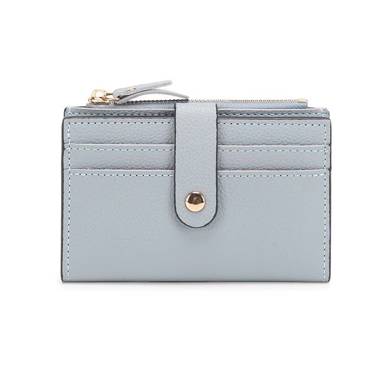 V888-ELOSUNG16007-214234-00 3 PCS Wallets Blue Women's Small Zipper Snap Card Wallet, Ladies PU Leather Credit Card Holder with Coin Pocke - Image 1