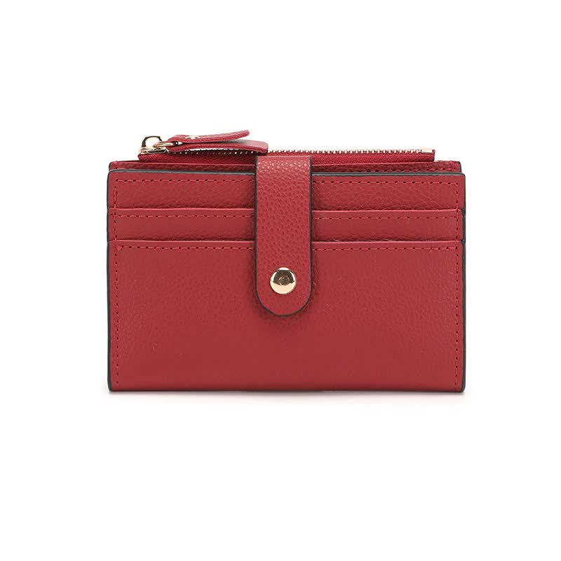 V888-ELOSUNG16010-214237-00 3 PCS Wallets Red Women's Small Zipper Snap Card Wallet, Ladies PU Leather Credit Card Holder with Coin Pocke - Image 1