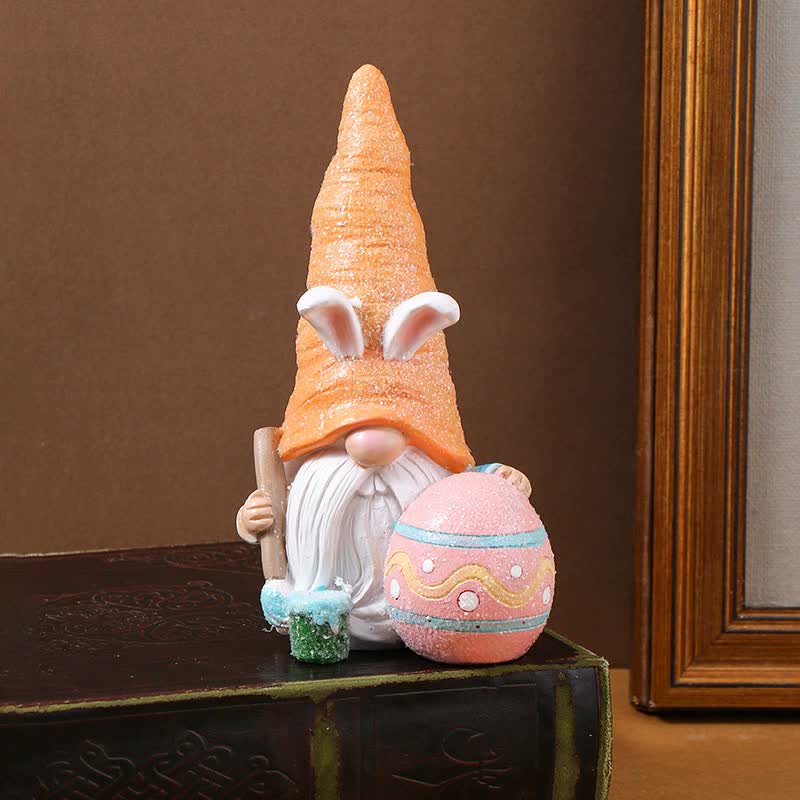 V888-ELOSUNG16047-214276-00 Easter Egg Easter Bunny Gnome Figurines - Handmade Carrot Hat Decorations for Easter Home Decor - Image 1