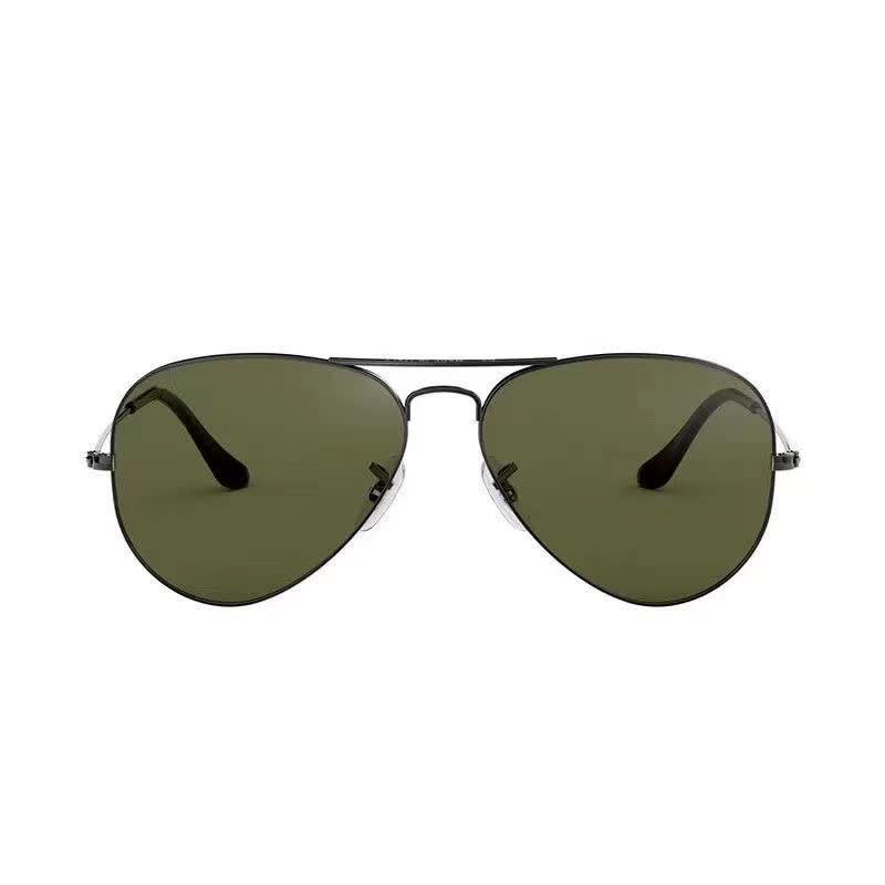 V888-ELOSUNG16150-215088-00 Black Frame Dark Green Glasses Classic Aviator Sunglasses - UV400 Protection with Metal Frame - Image 1
