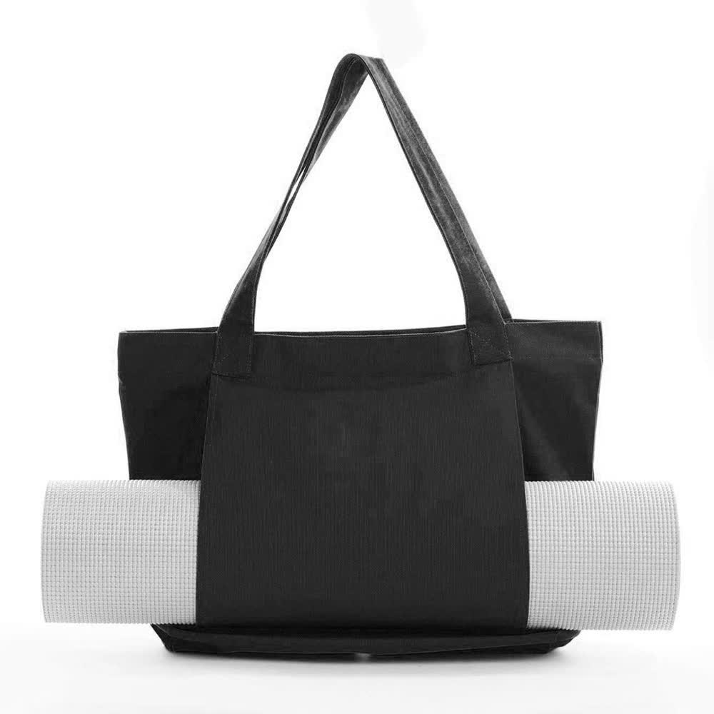 V888-ELOSUNG16187-215007-00 Black Yoga Mat Tote Bag - Multi-Purpose Gym Bag with Yoga Mat Holder - Image 1