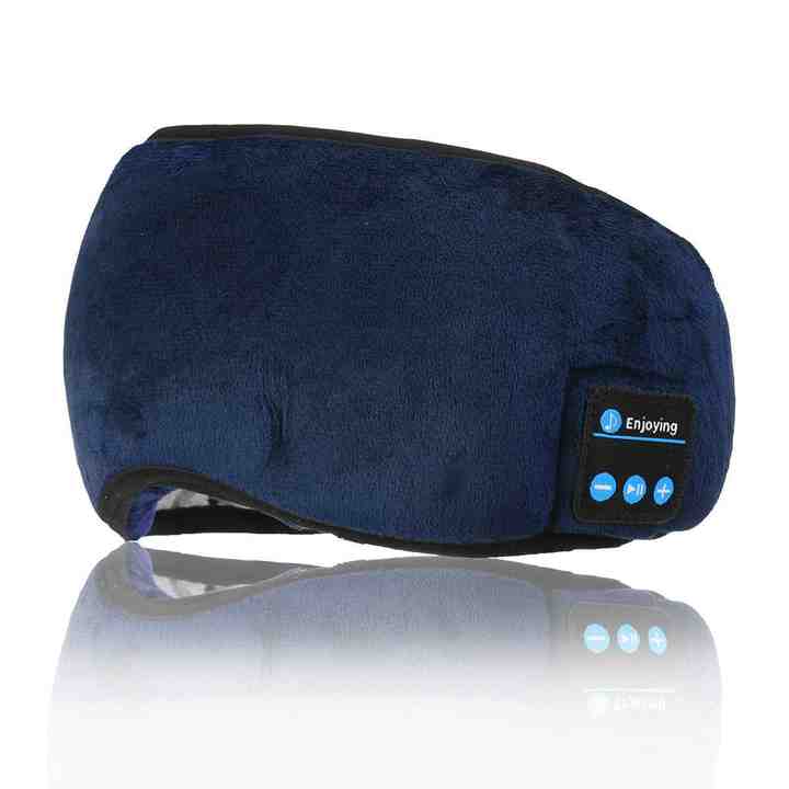 V888-ELOSUNG16298-215589-00 Blue Bluetooth 5.0 Wireless Sleep Eye Mask - Soft Plush Eye Cover with Built-in Speakers (13 x 16.5 x 6 cm) - Image 1