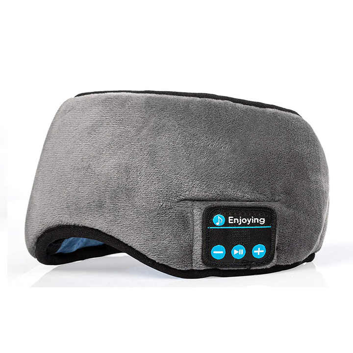 V888-ELOSUNG16300-215592-00 Grey Bluetooth 5.0 Wireless Sleep Eye Mask - Soft Plush Eye Cover with Built-in Speakers (13 x 16.5 x 6 cm) - Image 1