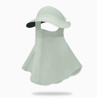 V888-ELOSUNG16395-215986-00 Light Green Women's UV Protection Sun Hat with Detachable Neck Flap and Wide Brim - Image 1