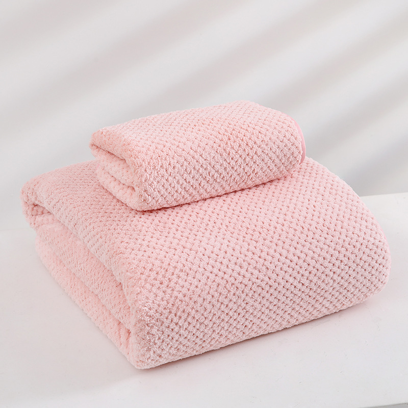 V888-ELOSUNG16408-216001-00 Pink Luxury White Bath Towel and Hand Towel Set - Ultra Soft and Absorbent - Image 1