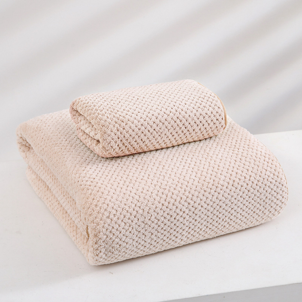 V888-ELOSUNG16410-216003-00 Light Brown Luxury White Bath Towel and Hand Towel Set - Ultra Soft and Absorbent - Image 1
