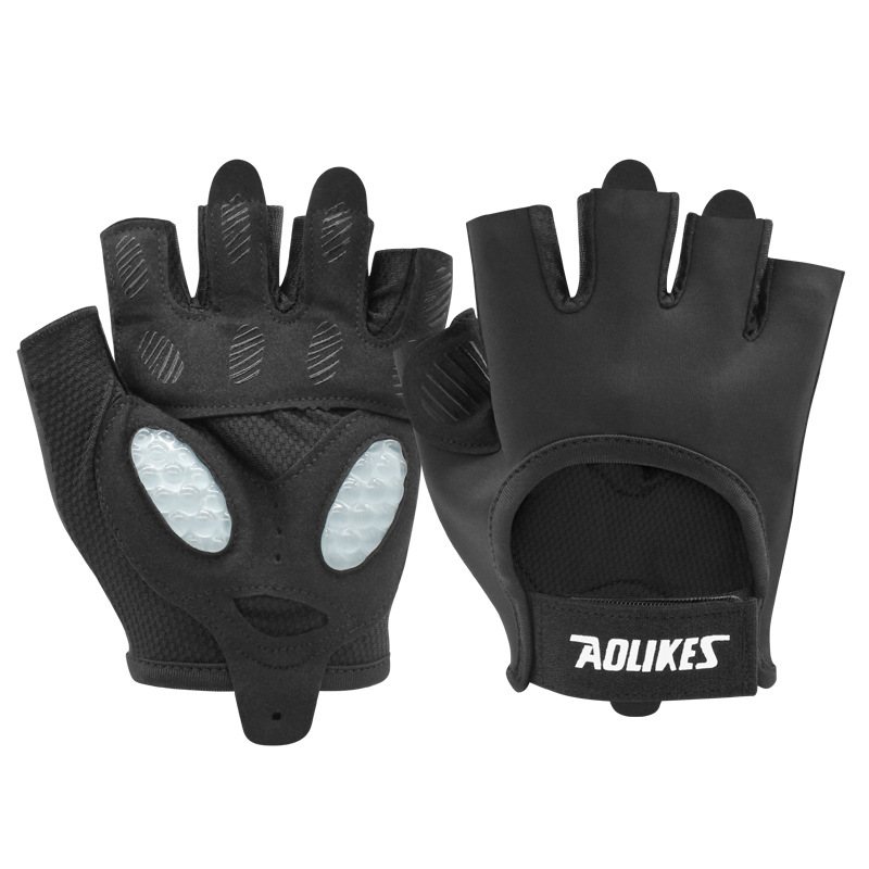 V888-ELOSUNG16413-216019-00 M Black Breathable Gym Training Gloves with Non-Slip Palm Grip - Image 1