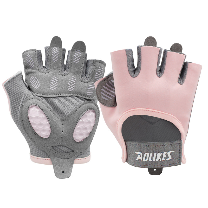 V888-ELOSUNG16416-216022-00 M Pink Breathable Gym Training Gloves with Non-Slip Palm Grip - Image 1