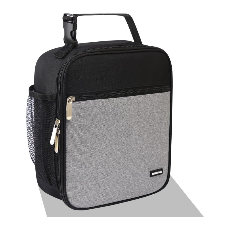 V888-ELOSUNG16526-216487-00 Black-grey Set of 2 Handheld Insulated Lunch Bags for Food Storage - Image 1