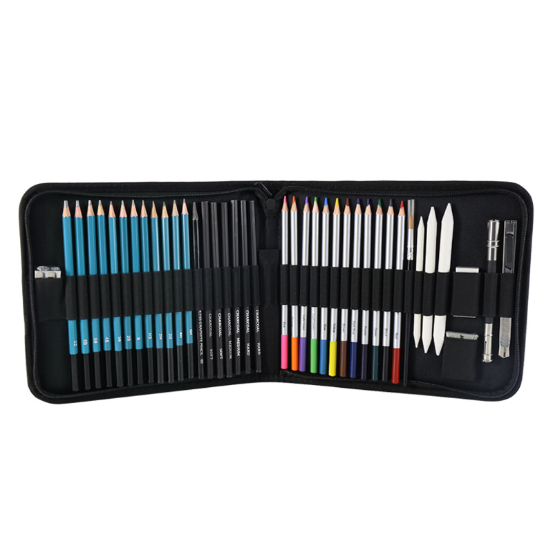 V888-ELOSUNG16553-216558-00 Light Blue 40-Piece Drawing Pencil Set, Professional Art Kit in Convenient Storage Case - Image 1