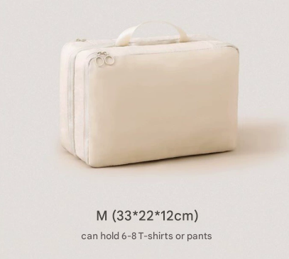 V888-ELOSUNG16555-216561-00 Beige Multifunctional Compact Travel Organizer Bag Stores 6-8 Essentials for Easy Access - Image 1