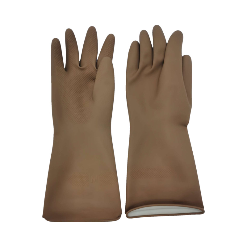 V888-ELOSUNG16673-222316-00 Brown Set of 3 Pairs of Durable Rubber Gloves - Waterproof, Comfortable, Ideal for Household and Cleaning Tasks - Image 1