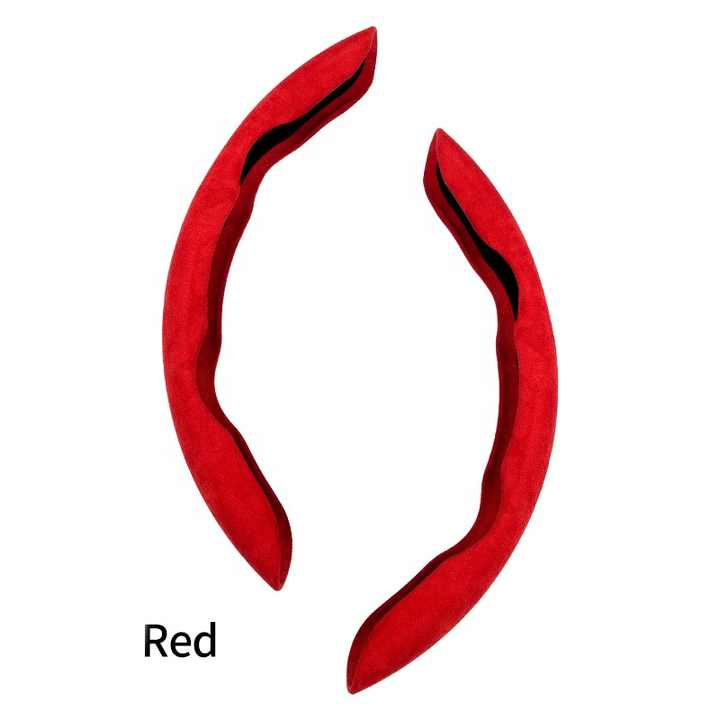 V888-ELOSUNG16712-222348-00 2 PCS Red Steering Wheel Cover - Soft and Comfortable, Fits 38cm Diameter Steering Wheels - Image 1