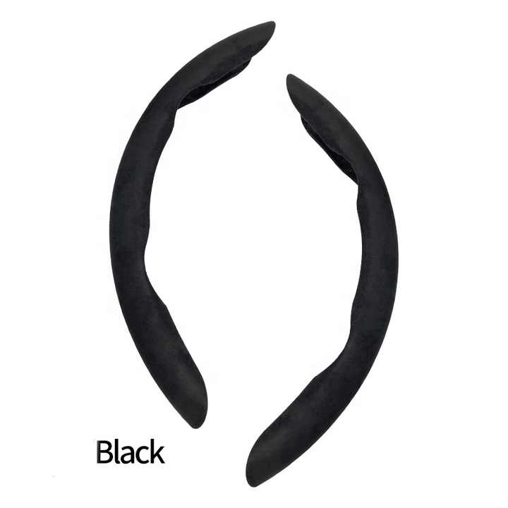 V888-ELOSUNG16713-222349-00 2 PCS Black Steering Wheel Cover - Soft and Comfortable, Fits 38cm Diameter Steering Wheels - Image 1