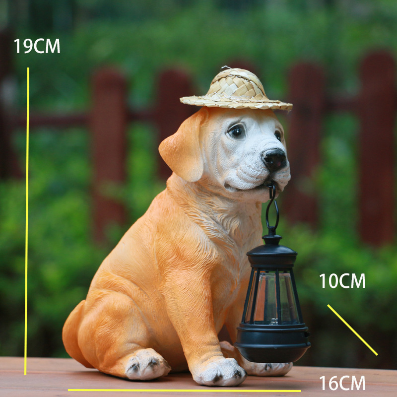 V888-ELOSUNG16740-223302-00 Solar-Powered Dog Statue with LED Lantern - Waterproof Outdoor Garden Light - Image 1