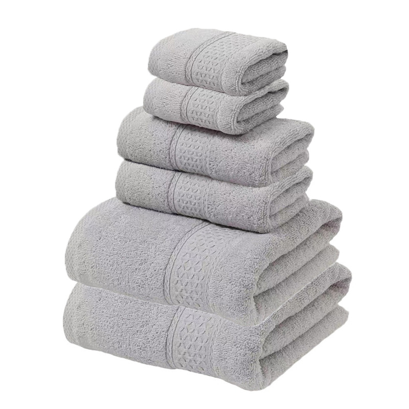 V888-ELOSUNG16785-223343-00 Light Grey Luxury 6-Piece 100% Cotton Towel Set - 2 Bath Towels, 2 Hand Towels, 2 Face Towels - Image 1