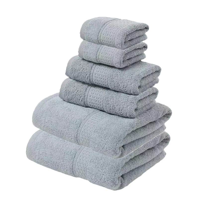 V888-ELOSUNG16786-223344-00 Grey Luxury 6-Piece 100% Cotton Towel Set - 2 Bath Towels, 2 Hand Towels, 2 Face Towels - Image 1