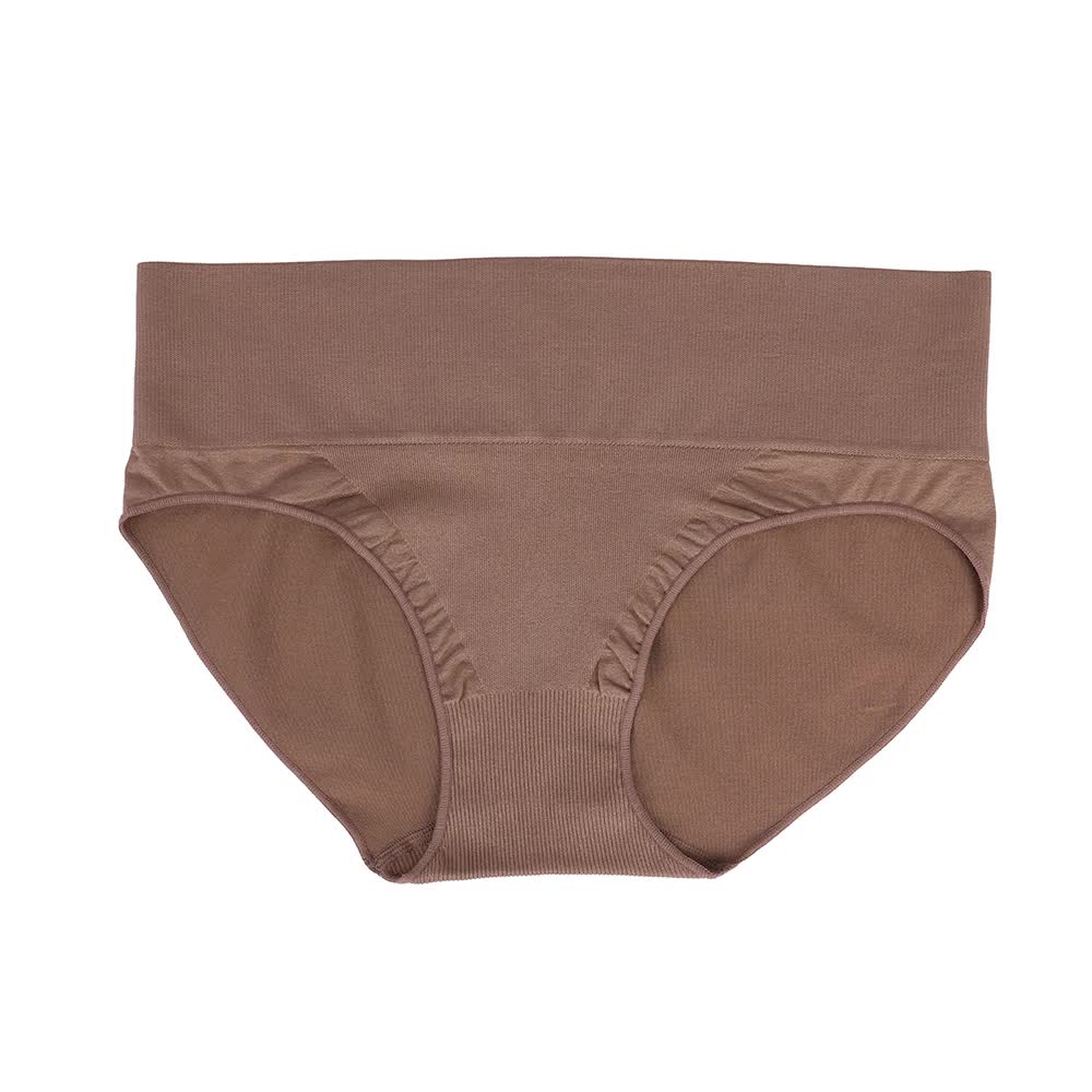 V888-ELOSUNG16947-224195-00 L Coffee 3-Pack High-Waist Microfiber Shaping Briefs - Seamless Full-Coverage Tummy Control Panties - Image 1