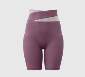 V888-ELOSUNG16974-224904-00 L Purple Color-Block High-Waist Yoga Shorts - Seamless Scrunch Butt Anti-Chafing Workout Shorts - Image 1