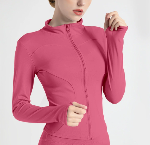 V888-ELOSUNG16990-225015-00 S Rose-red High-Stretch Slim Fit Yoga Jacket - Full Zip Workout Sports Jacket for Women - Image 1