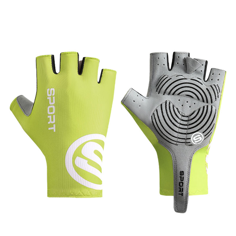 V888-ELOSUNG17389-216189-00 Size M Bright Green Breathable Half-Finger Cycling Gloves - Anti-Slip, Shockproof, and Durable for Men & Women - Image 1