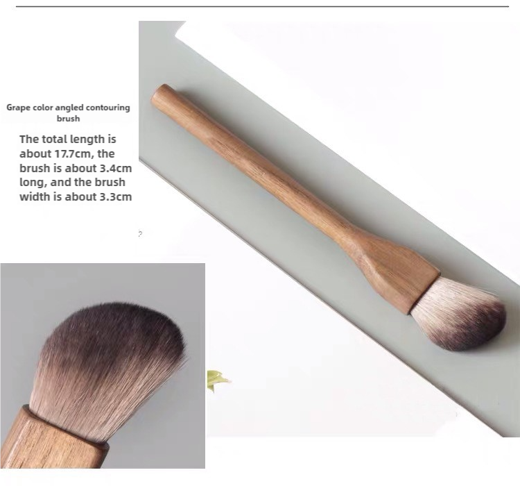 V888-ELOSUNG17418-215949-00 Grape Color Angled Contouring Brush Walnut Wood Makeup Brush Set - Powder, Blush, and Contour Brushes with Soft Fiber Bristles - Image 1