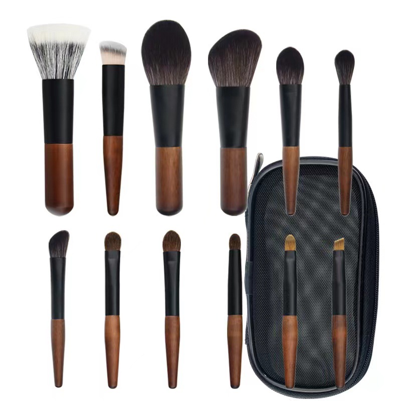 V888-ELOSUNG17431-216101-00 Style B 12-Piece Mini Portable Makeup Brush Set - Fiber Bristle Beauty Tool Set(With storage bag) - Image 1