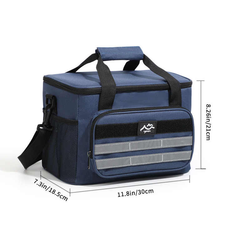 V888-ELOSUNG17489-216301-00 Dark Blue 18L Large Capacity Outdoor Insulated Cooler Bag - Portable Picnic Ice Pack with Shoulder Strap - Image 1