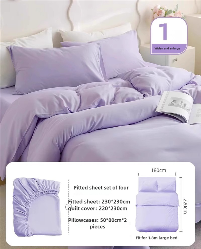 V888-ELOSUNG17522-216344-00 4 Packaging Purple Disposable Travel Bedding Set - Waterproof & Clean, Soft Non-Woven Fabric, 4 Pieces Set for Twin Beds - Image 1
