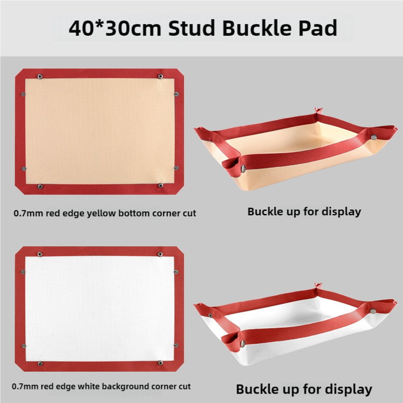 V888-ELOSUNG17570-216385-00 2-piece set (Red Edge Yellow Background + Red Edge White Background) Non-stick Silicone Baking Mat for Oven & Microwave | Reusable, Thickened Fiber Baking Pad for Macarons, Cookies, Bread, Roasting Chicken, and More - Image 1