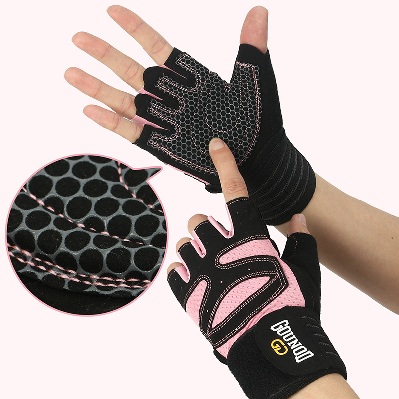 V888-ELOSUNG17571-216386-00 Size S Black And Pink Breathable Anti-Slip Gym Gloves for Workout and Weightlifting - Durable, Adjustable Fitness Gloves for Men and Women - Image 1