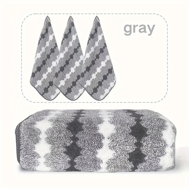 V888-ELOSUNG17598-216642-00 Grey Premium Coral Fleece Towel Set - 1 Bath Towel (88x170cm) + 3 Hand Towels (35x35cm) - Soft, Absorbent, and Quick-Drying - Image 1