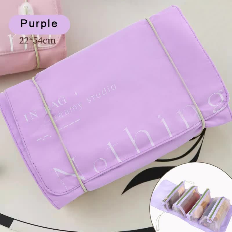 V888-ELOSUNG17632-216939-00 Purple Portable 4-in-1 Cosmetic Storage Bag, Removable Travel Organizer for Makeup, Toiletries, and Small Accessories - Image 1