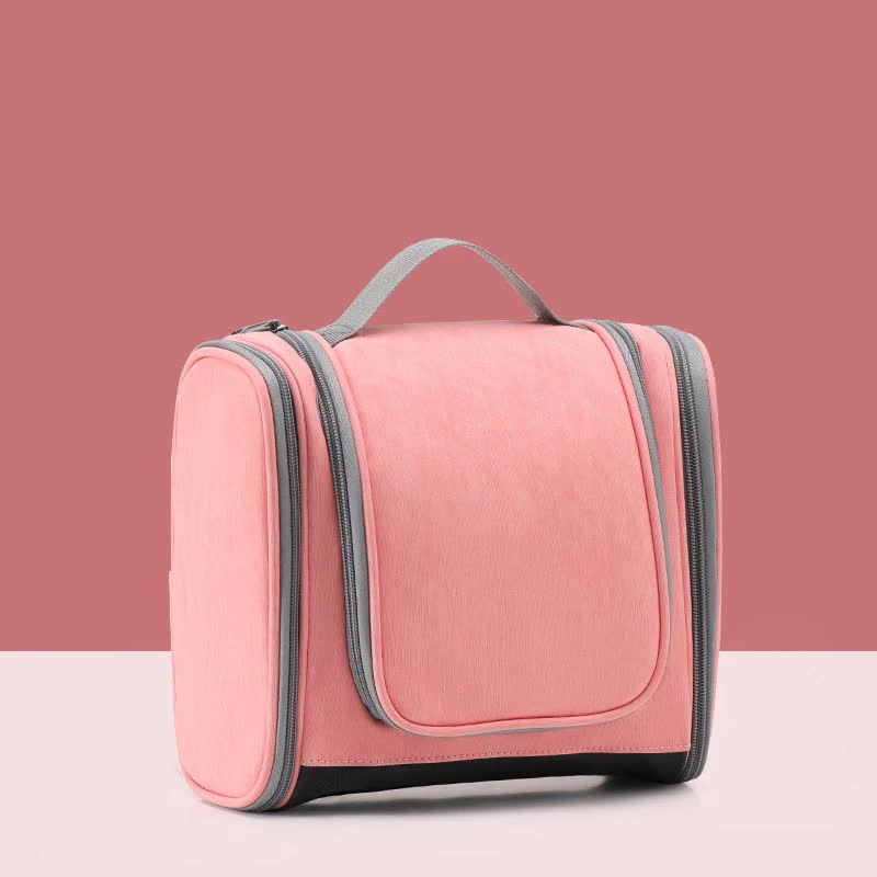 V888-ELOSUNG17704-219291-00 Pink Large Capacity Travel Toiletry Bag with Dry-Wet Separation - Hanging Organizer for Cosmetics and Personal Care - Image 1