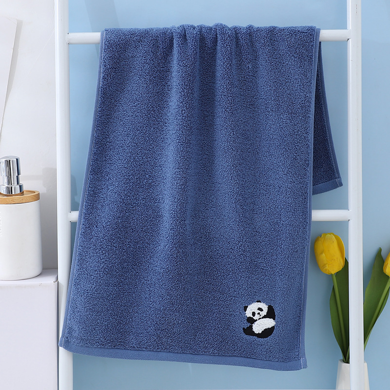 V888-ELOSUNG17806-225014-00 2 Pcs Blue Panda Print Soft Cotton Hand Towel, Super Absorbent Mini Towels, 34x75cm - Image 1