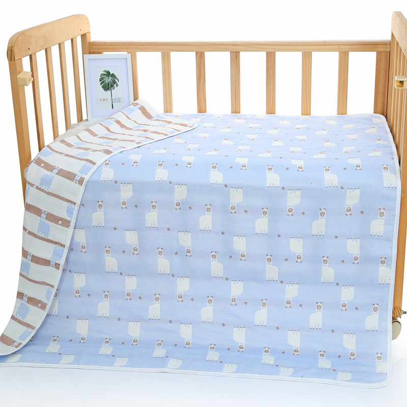 V888-ELOSUNG18016-224133-00 Blue Alpaca, 6-Layer Muslin Baby Blanket - Soft Cotton Bedding for Infants and Toddlers, 110x110cm - Image 1