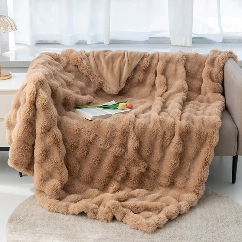 V888-ELOSUNG18039-225831-00 Coffee 100*160cm Plush Toscana Throw Blanket - Soft Flannel Fleece for All Seasons, Perfect for Couch & Bed - Image 1