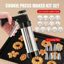 V888-ELOSUNG18113-202503251534-00 Complete Cookie Press Maker Kit Set - 13 Cookie Tools & 8 Icing Tips for Perfect Baking - Image 1