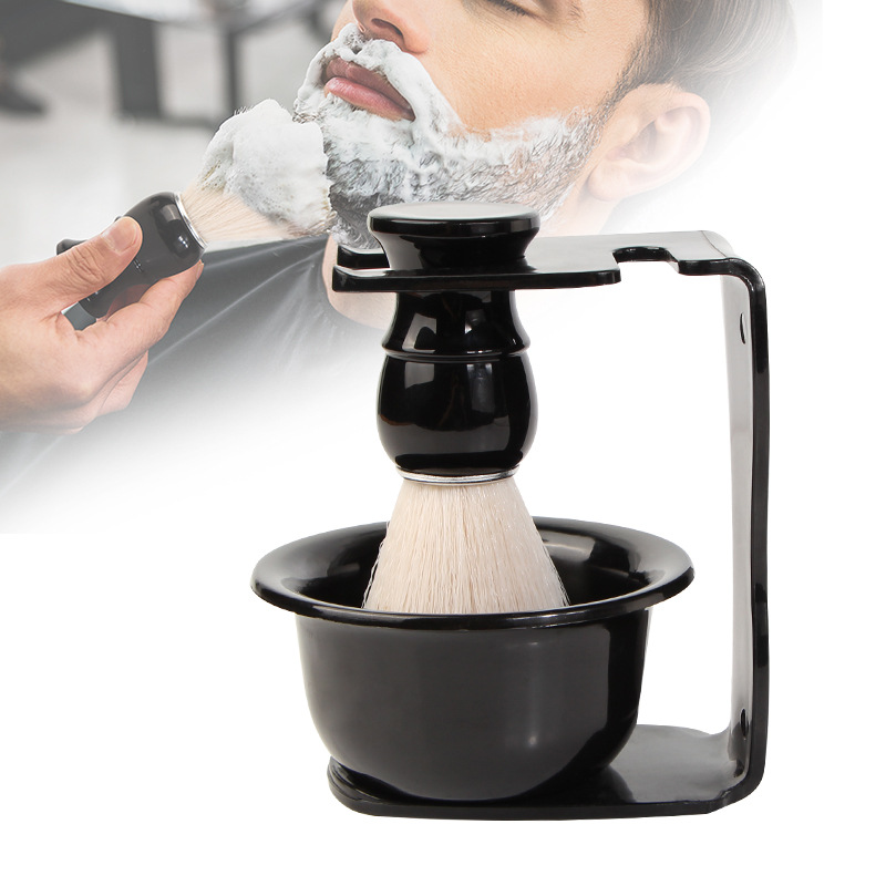V888-ELOSUNG18247-202505132008-00 2 PCS Men's Shaving Brush Set with Lathering Bowl and Stand - Professional Beard Grooming Kit for Wet Shaving - Image 1
