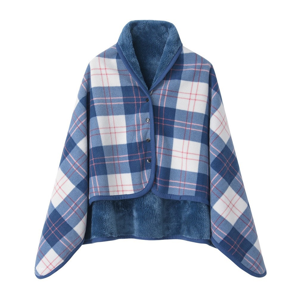 V888-ELOSUNG190117-225907-00 Blue Rasa 100x140cm Wearable Fleece Blanket - Soft, Warm & Anti-Pilling, Stylish Plaid Design - Image 1