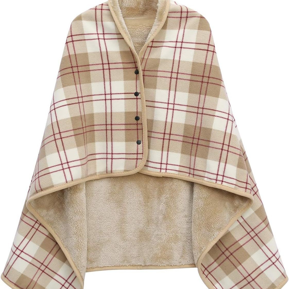 V888-ELOSUNG190119-225911-00 Light-brown 100x140cm Wearable Fleece Blanket - Soft, Warm & Anti-Pilling, Stylish Plaid Design - Image 1