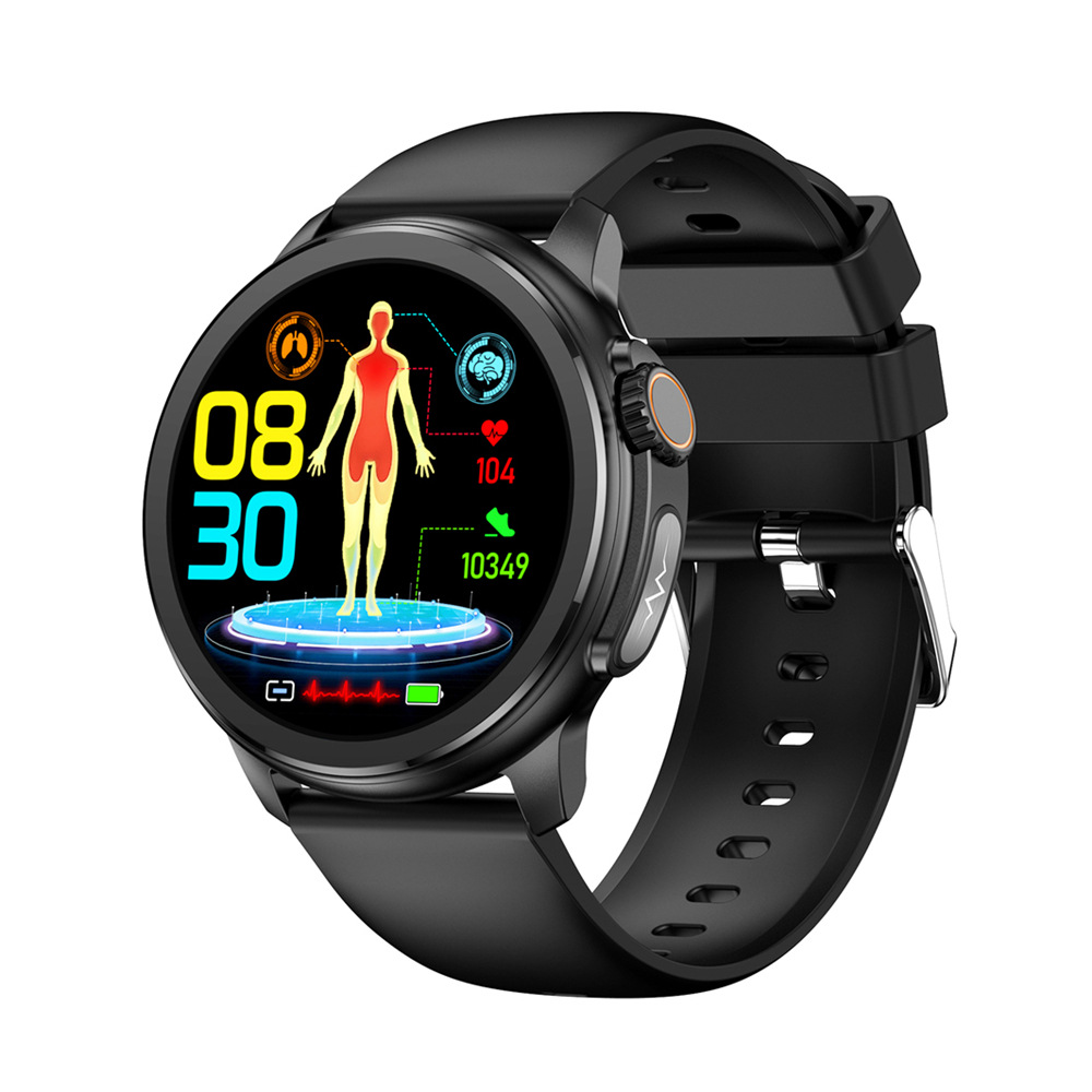 V888-ELOSUNG19063-226065-00 Black Round 1.3" Touch Screen Smartwatch with Heart Rate & Fitness Tracking - Image 1