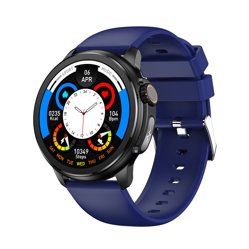 V888-ELOSUNG19064-226066-00 Blue Round 1.3 Touch Screen Smartwatch with Heart Rate & Fitness Tracking" - Image 1