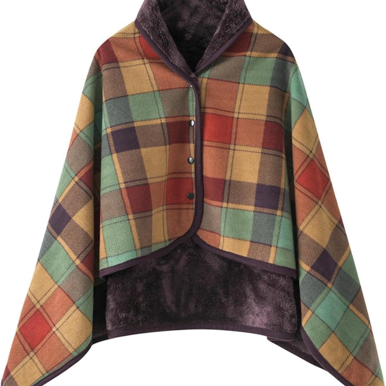 V888-ELOSUNG19116-226808-00 Multicolor Rasa 100x140cm Wearable Fleece Blanket - Soft, Warm & Anti-Pilling, Stylish Plaid Design - Image 1