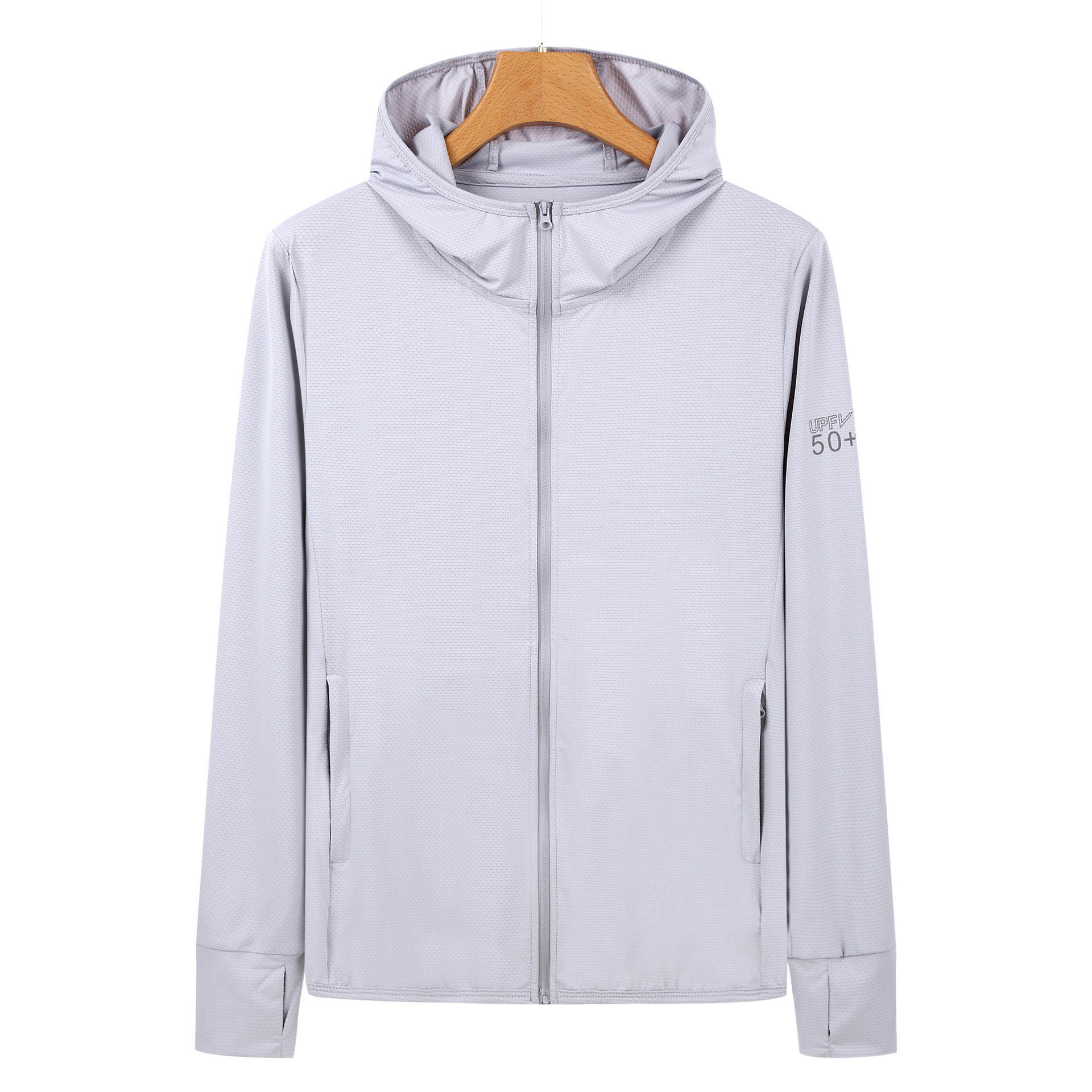 V888-ELOSUNG19286-202502241126-00 XL Grey Long Sleeve UV Protection Summer Breathable Knitted Ice Silk Outdoor Sun Protection Clothing - Unisex Thin Sunscreen Shirt - Image 1